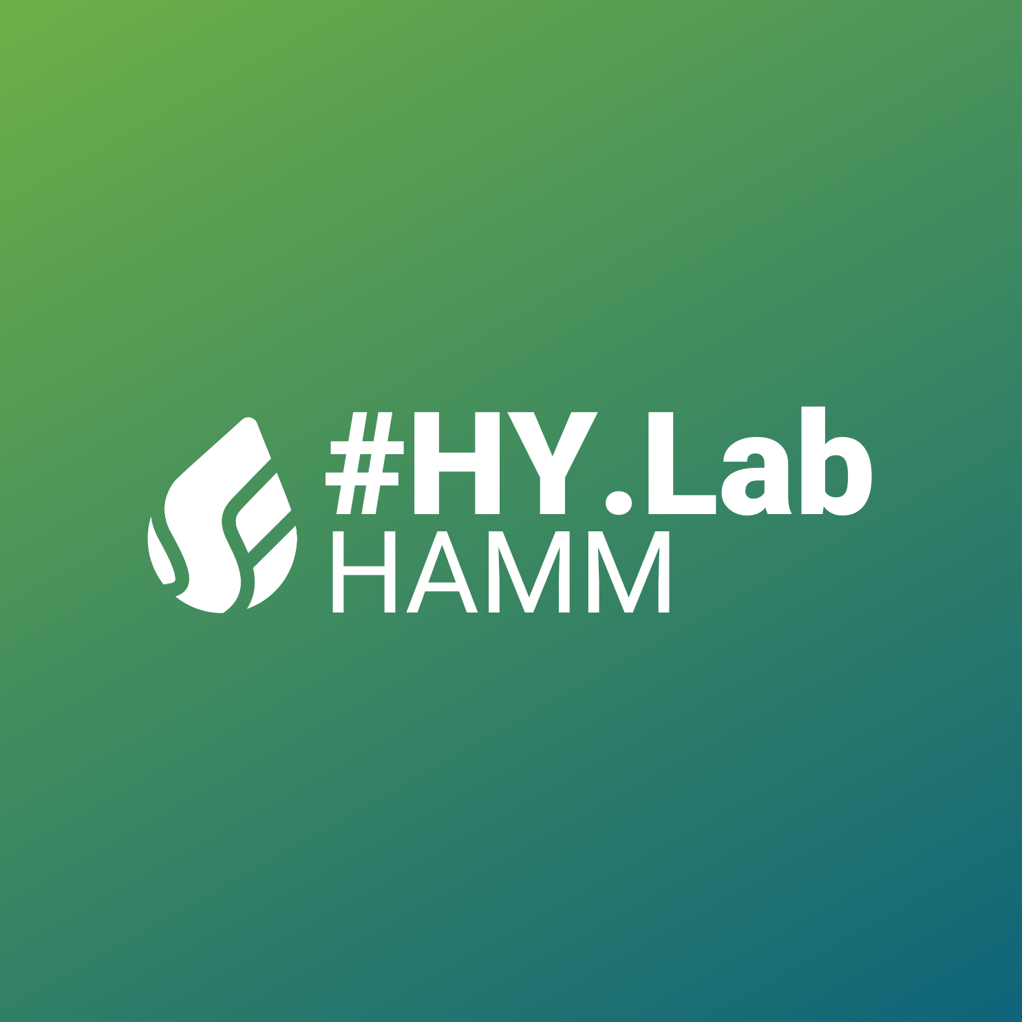 Farbverlauf im Hintergrund von Grün zu Blau, Schriftzug #HY.LAB, HAMM