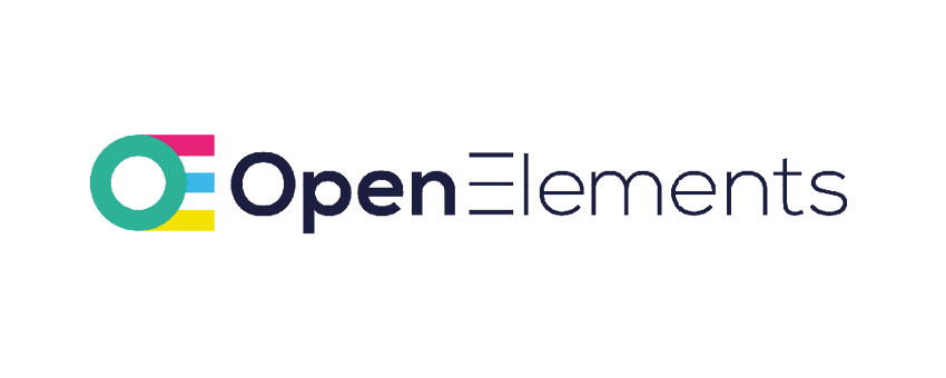 open-elements-logo-web Logo Open Elements, O mit integriertem E in bunten Farben