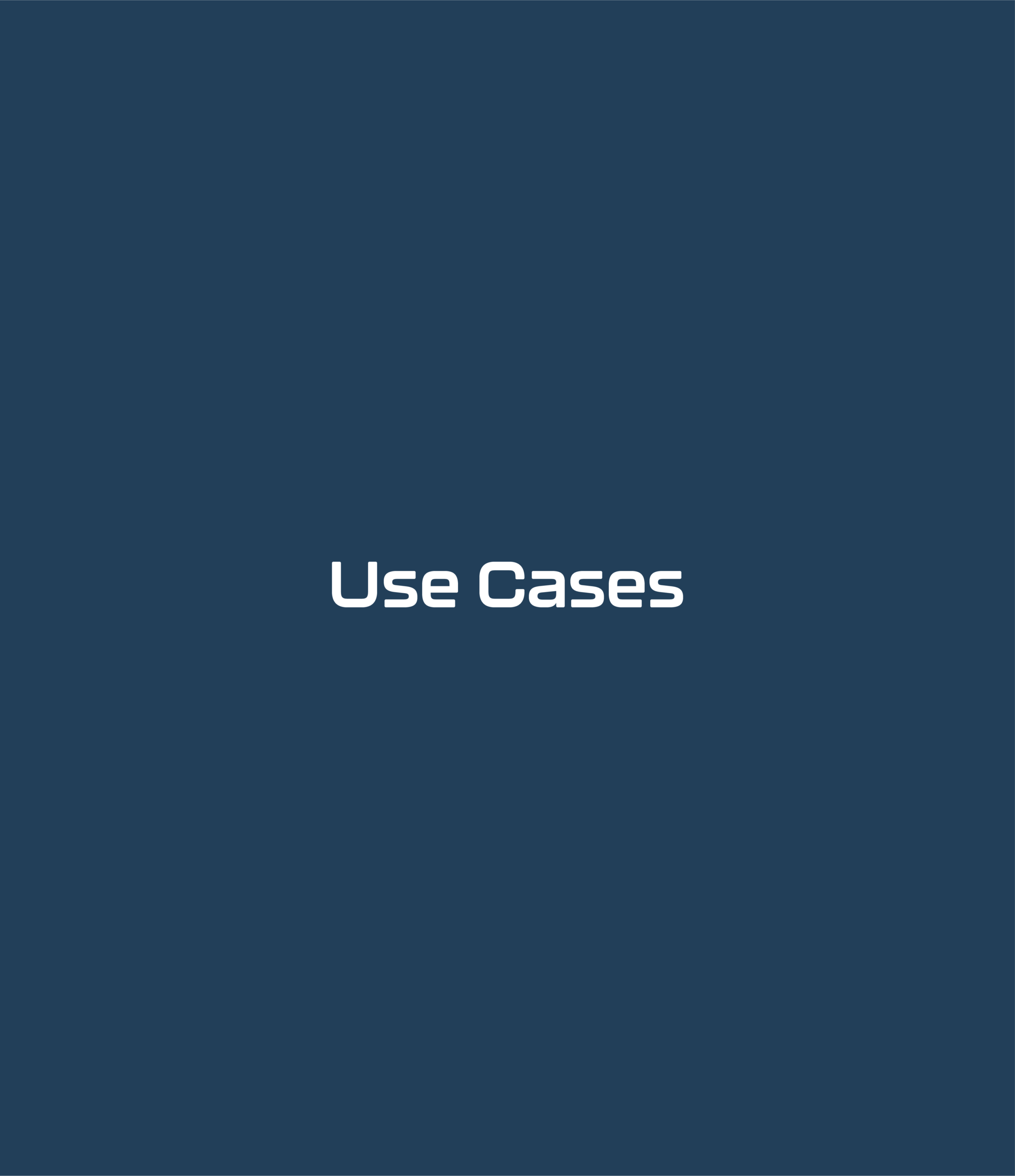 Weißer Schriftzug "Use Cases" auf blauem Hintergrund